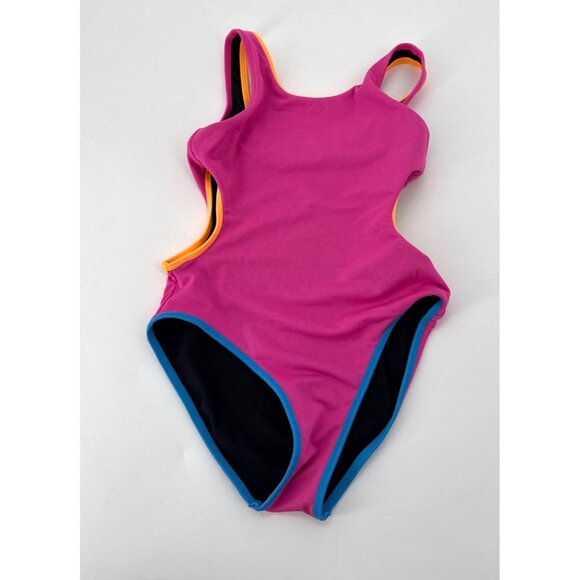 Under Armour Big Girls Size 12 Swimsuit UPF 50 One Piece UPF 50 Black Multicolor - Picture 6 of 7